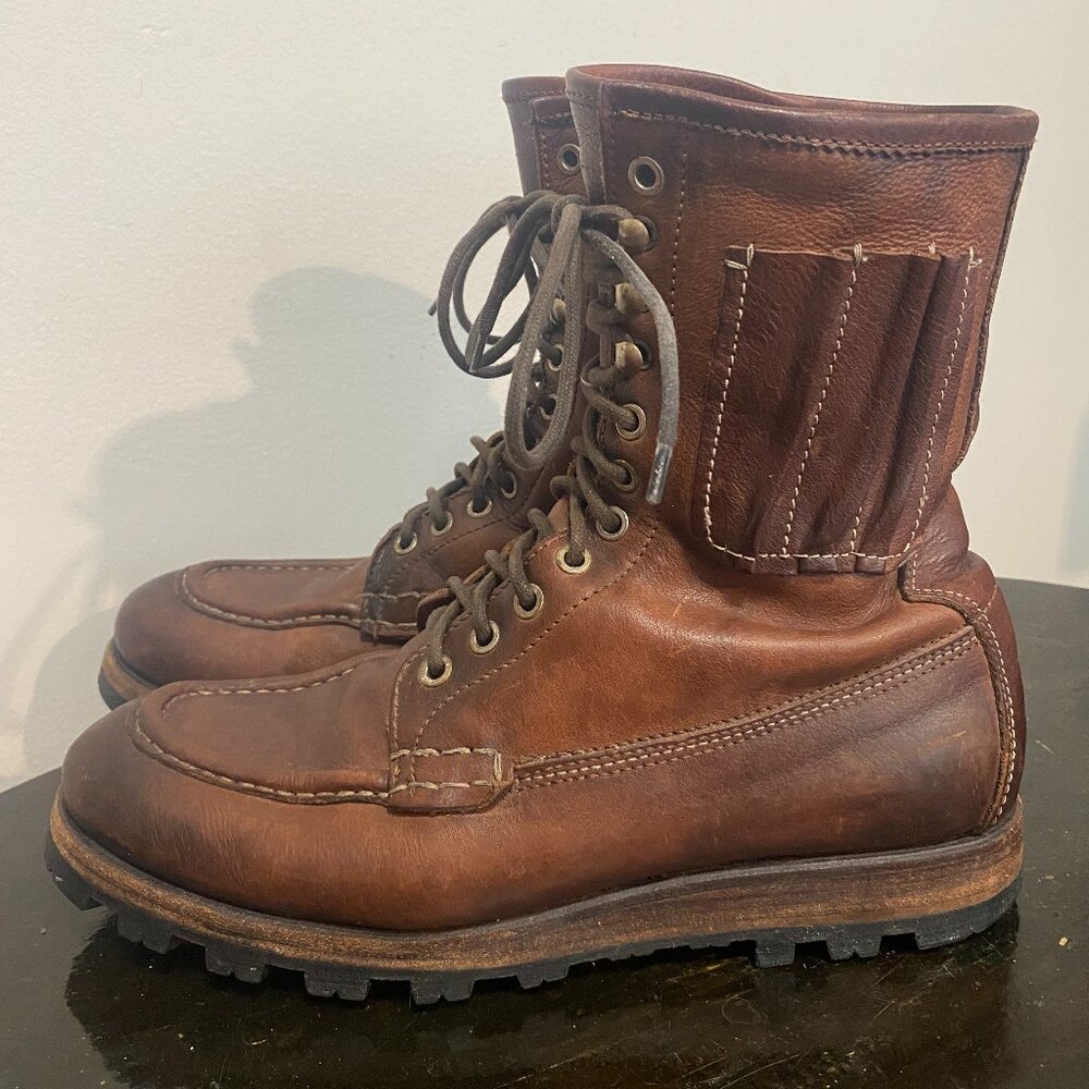 Officine Creative Moc Toe Logger Boots 8" Leather Lug Tread Size 10D M US